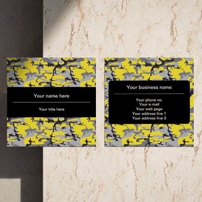 Tarjeta De Visita Cuadrada Camuflaje amarillo y gris, ejército, ejército (Subido por el creador)