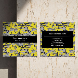 Tarjeta De Visita Cuadrada Camuflaje amarillo y gris, militar, ejército