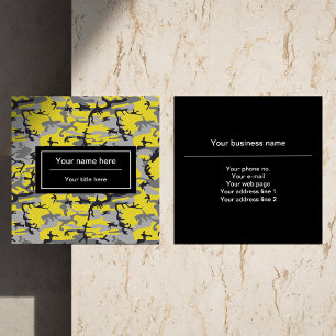 Tarjeta De Visita Cuadrada Camuflaje amarillo y gris, militar, ejército