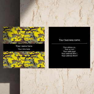 Tarjeta De Visita Cuadrada Camuflaje Amarillo y Marrón, Camuflaje, Militar, E