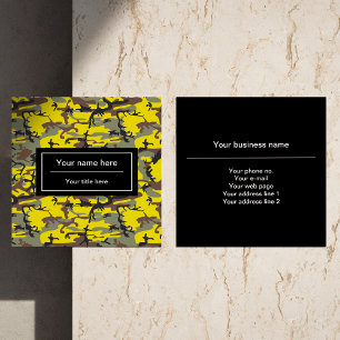 Tarjeta De Visita Cuadrada Camuflaje Amarillo y Marrón, Camuflaje, Militar, E