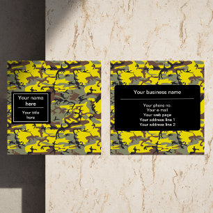 Tarjeta De Visita Cuadrada Camuflaje amarillo y marrón, ejército