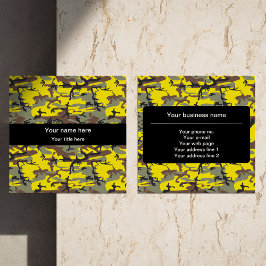 Tarjeta De Visita Cuadrada Camuflaje amarillo y marrón, ejército