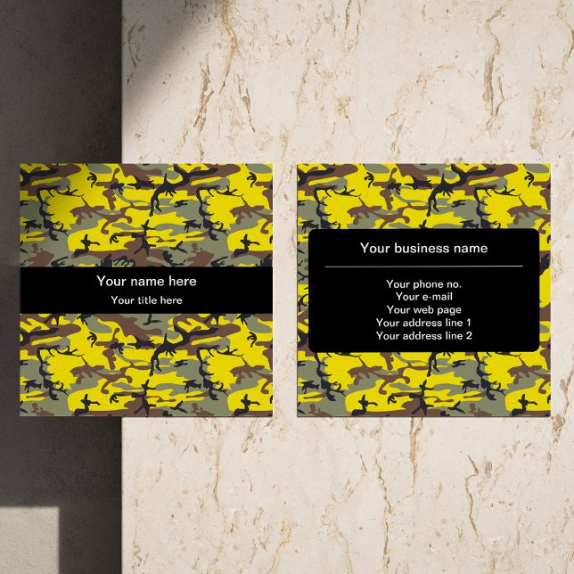 Tarjeta De Visita Cuadrada Camuflaje amarillo y marrón, ejército (Subido por el creador)