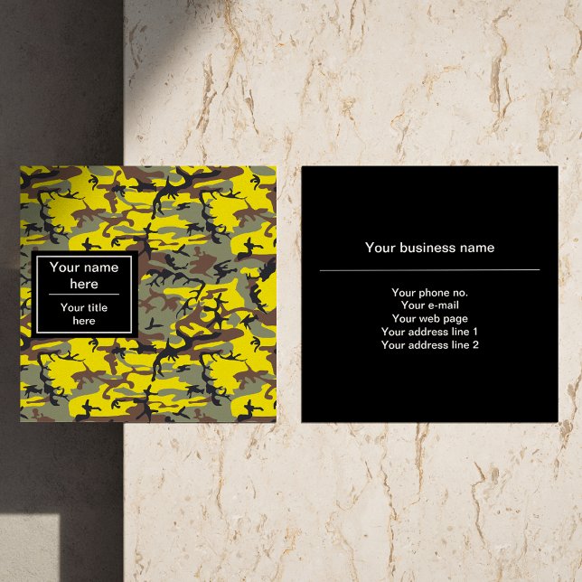 Tarjeta De Visita Cuadrada Camuflaje amarillo y marrón, ejército (Subido por el creador)