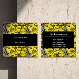 Tarjeta De Visita Cuadrada Camuflaje amarillo y marrón, ejército