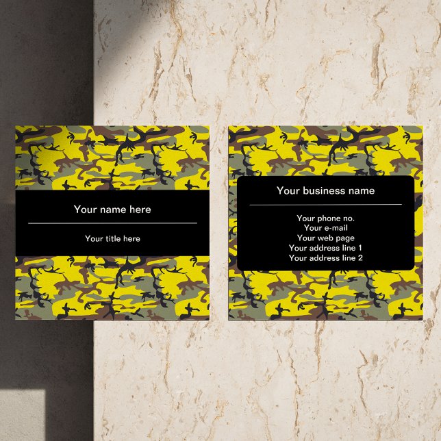Tarjeta De Visita Cuadrada Camuflaje amarillo y marrón, ejército (Subido por el creador)