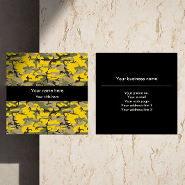Tarjeta De Visita Cuadrada Camuflaje amarillo y verde, ejército, ejército