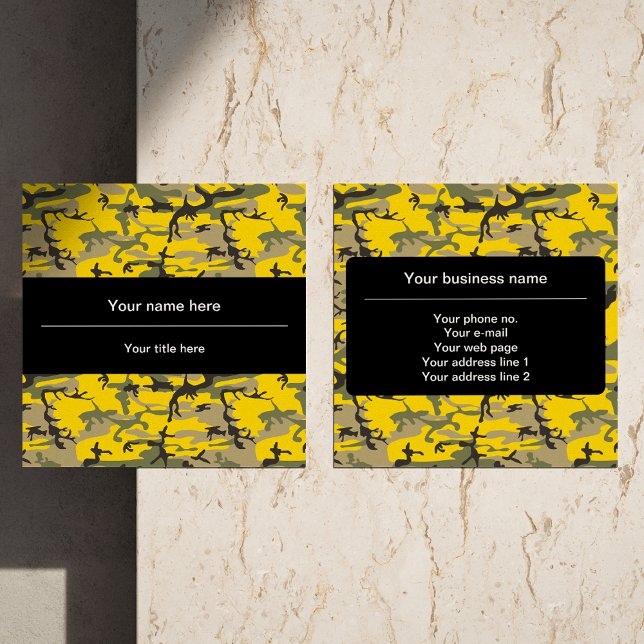 Tarjeta De Visita Cuadrada Camuflaje amarillo y verde, ejército, ejército (Subido por el creador)