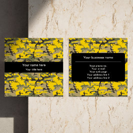 Tarjeta De Visita Cuadrada Camuflaje amarillo y verde, ejército, ejército