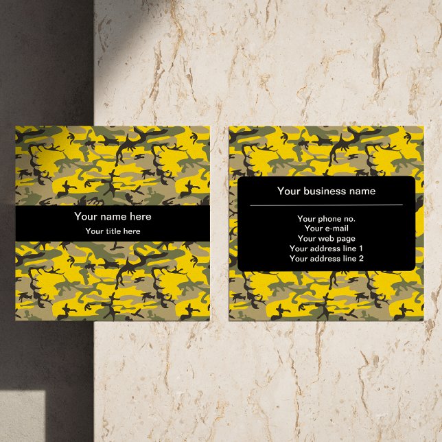 Tarjeta De Visita Cuadrada Camuflaje amarillo y verde, ejército, ejército (Subido por el creador)