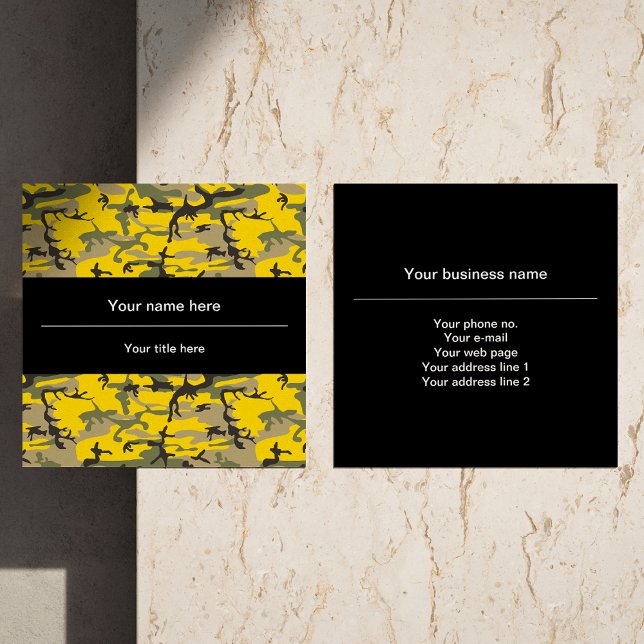 Tarjeta De Visita Cuadrada Camuflaje amarillo y verde, ejército, ejército (Subido por el creador)