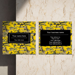 Tarjeta De Visita Cuadrada Camuflaje amarillo y verde, ejército, ejército