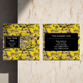 Tarjeta De Visita Cuadrada Camuflaje amarillo y verde, ejército, ejército