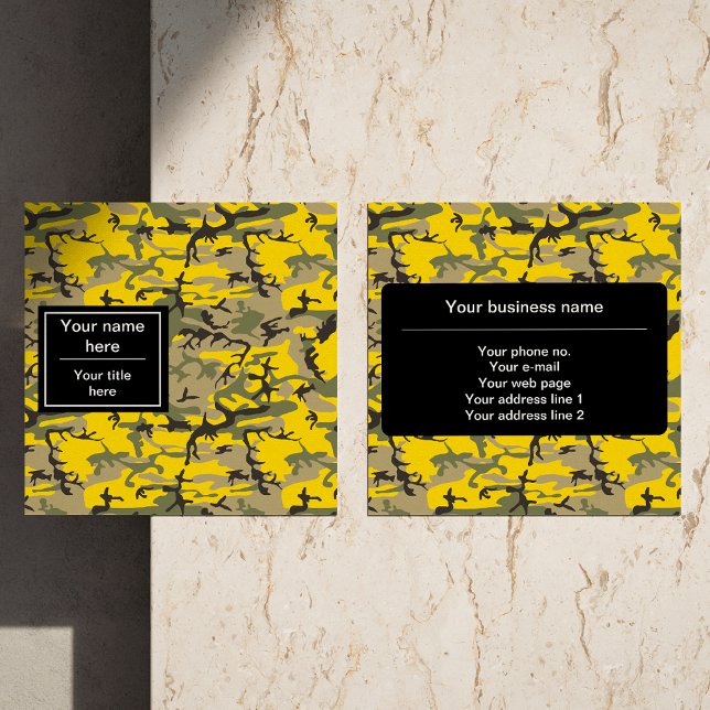 Tarjeta De Visita Cuadrada Camuflaje amarillo y verde, ejército, ejército (Subido por el creador)