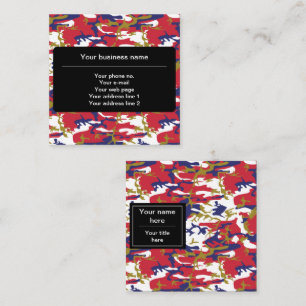 Tarjeta De Visita Cuadrada Camuflaje, Azul Blanco Rojo Dorado, Militar, Ejérc