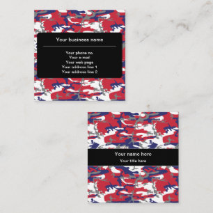 Tarjeta De Visita Cuadrada Camuflaje, Azul Blanco Rojo Gris, Militar, Ejércit