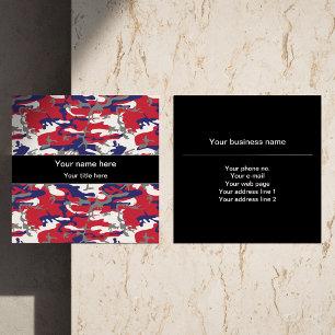 Tarjeta De Visita Cuadrada Camuflaje, Azul Blanco Rojo Gris, Militar, Ejércit