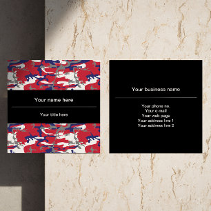 Tarjeta De Visita Cuadrada Camuflaje, Azul Blanco Rojo Gris, Militar, Ejércit