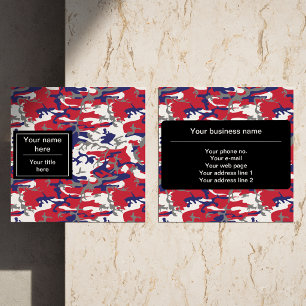 Tarjeta De Visita Cuadrada Camuflaje, Azul Blanco Rojo Gris, Militar, Ejércit