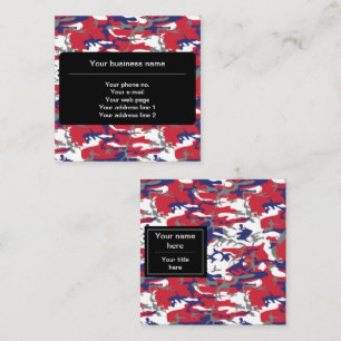 Tarjeta De Visita Cuadrada Camuflaje, Azul Blanco Rojo Gris, Militar, Ejércit