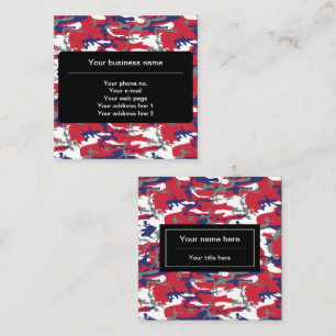 Tarjeta De Visita Cuadrada Camuflaje, Azul Blanco Rojo Gris, Militar, Ejércit