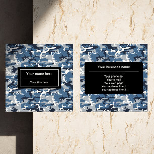 Tarjeta De Visita Cuadrada Camuflaje azul de nieve en invierno, ejército