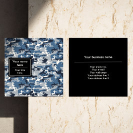 Tarjeta De Visita Cuadrada Camuflaje azul de nieve en invierno, ejército