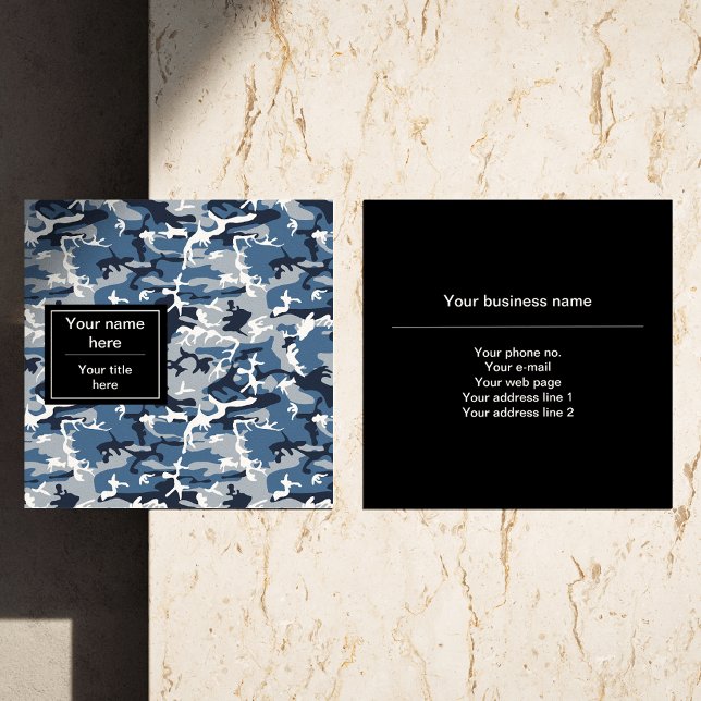 Tarjeta De Visita Cuadrada Camuflaje azul de nieve en invierno, ejército (Subido por el creador)