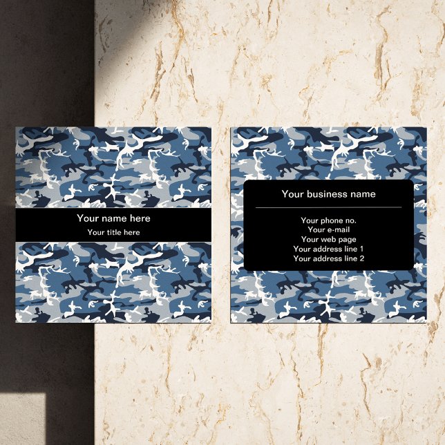 Tarjeta De Visita Cuadrada Camuflaje azul de nieve en invierno, ejército (Subido por el creador)