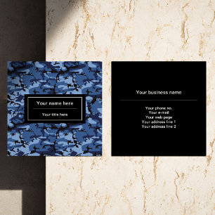 Tarjeta De Visita Cuadrada Camuflaje de Marina, Camuflaje Azul, Militar, Ejér