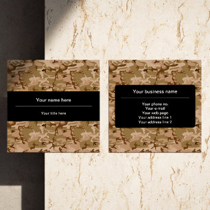 Tarjeta De Visita Cuadrada Camuflaje del desierto, camuflaje marrón, militar,