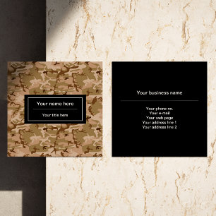 Tarjeta De Visita Cuadrada Camuflaje del desierto, camuflaje marrón, militar,