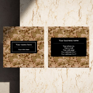 Tarjeta De Visita Cuadrada Camuflaje del desierto, camuflaje marrón, militar,