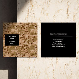 Tarjeta De Visita Cuadrada Camuflaje del desierto, camuflaje marrón, militar,