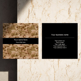 Tarjeta De Visita Cuadrada Camuflaje del desierto, camuflaje marrón, militar,