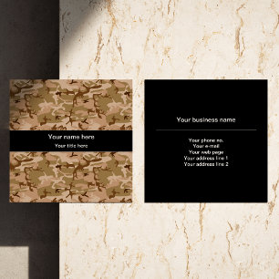 Tarjeta De Visita Cuadrada Camuflaje del desierto, camuflaje marrón, militar,