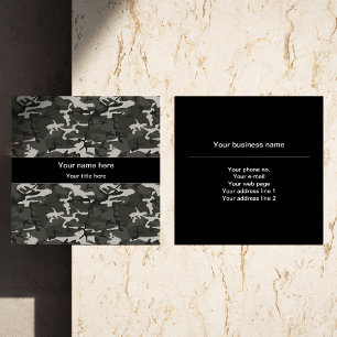 Tarjeta De Visita Cuadrada Camuflaje Gris, Camuflaje, Militar, Ejército