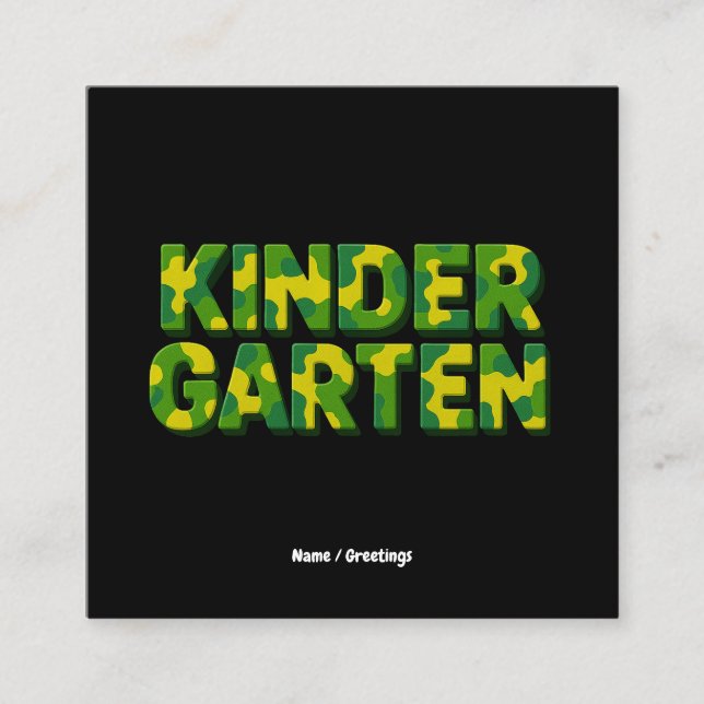 Tarjeta De Visita Cuadrada Camuflaje infantil retro divertido (Anverso)