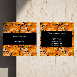 Tarjeta De Visita Cuadrada Camuflaje naranja, Ejército