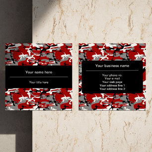 Tarjeta De Visita Cuadrada Camuflaje Rojo y Gris, Camuflaje, Militar, Ejércit