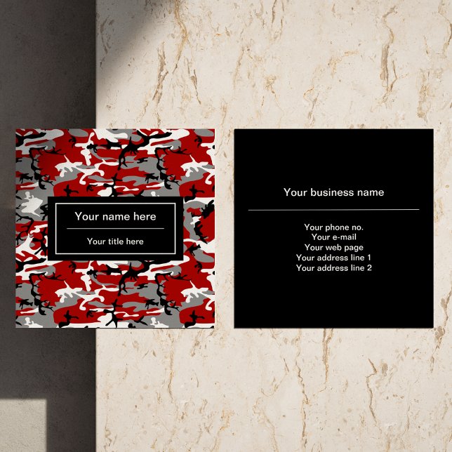Tarjeta De Visita Cuadrada Camuflaje rojo y gris, ejército (Subido por el creador)
