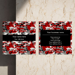 Tarjeta De Visita Cuadrada Camuflaje rojo y gris, ejército