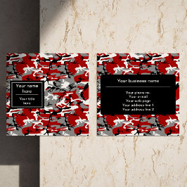 Tarjeta De Visita Cuadrada Camuflaje rojo y gris, ejército