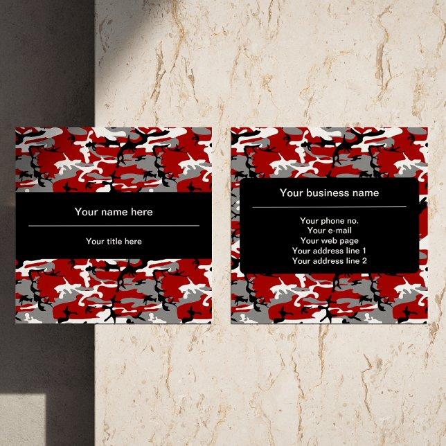 Tarjeta De Visita Cuadrada Camuflaje rojo y gris, ejército (Subido por el creador)