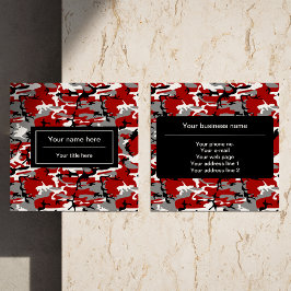 Tarjeta De Visita Cuadrada Camuflaje rojo y gris, ejército