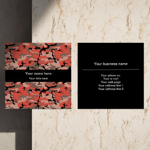 Tarjeta De Visita Cuadrada Camuflaje Rojo y Marrón, Camuflaje, Militar, Ejérc