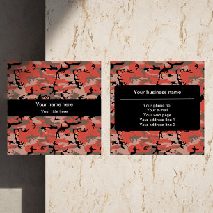 Tarjeta De Visita Cuadrada Camuflaje Rojo y Marrón, Camuflaje, Militar, Ejérc