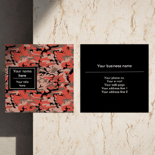 Tarjeta De Visita Cuadrada Camuflaje Rojo y Marrón, Camuflaje, Militar, Ejérc