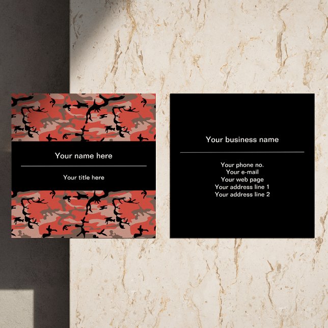 Tarjeta De Visita Cuadrada Camuflaje rojo y marrón, militar, ejército (Subido por el creador)